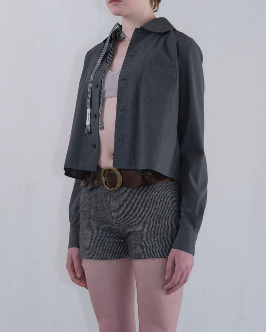 Peter-Pan Collar Shirt gray【Stock】