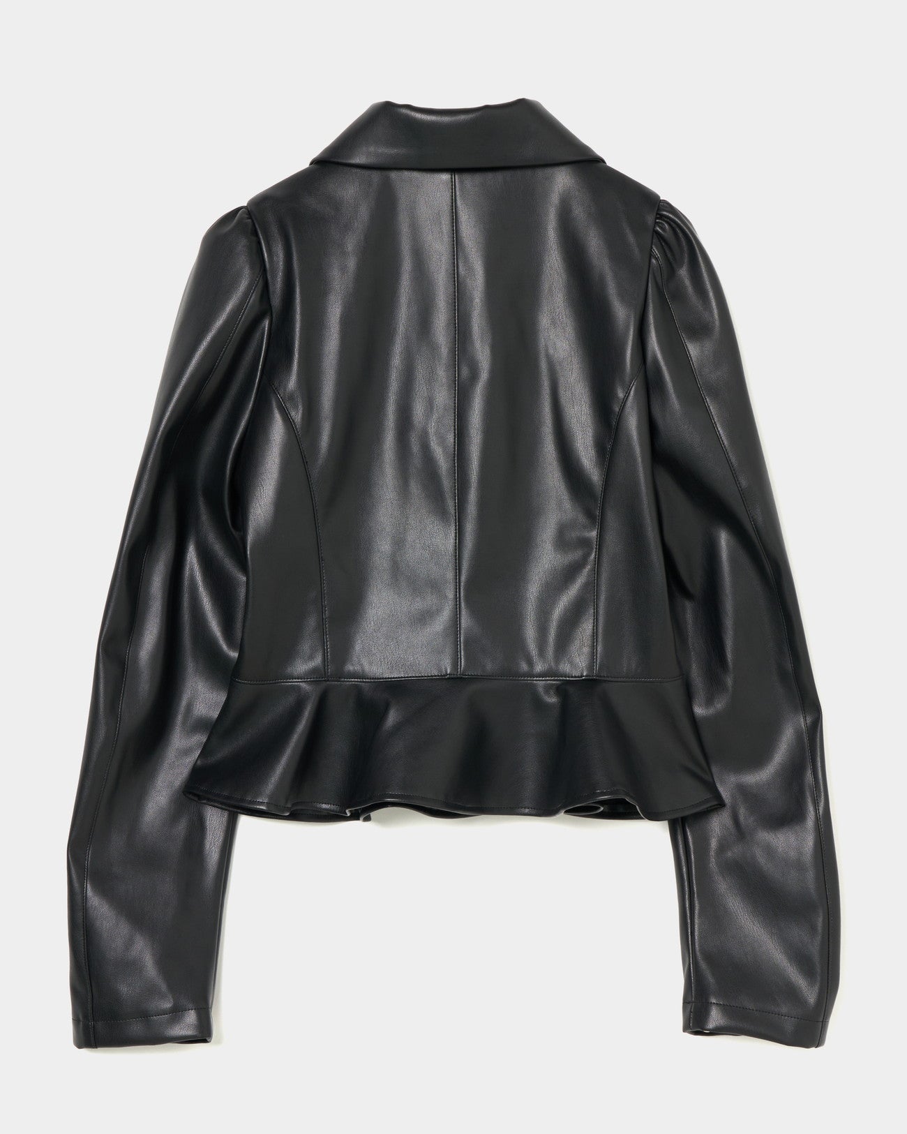 Peter-Pan Collar Peplum Jacket  faux leather【Delivery in Jun 2025】