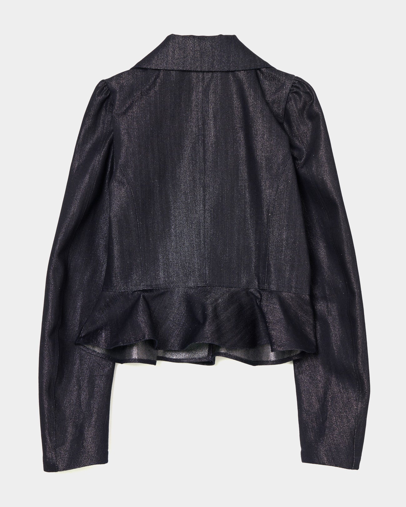 Peter-Pan Collar Peplum Jacket glitter denim 【Delivery in Jun 2025】