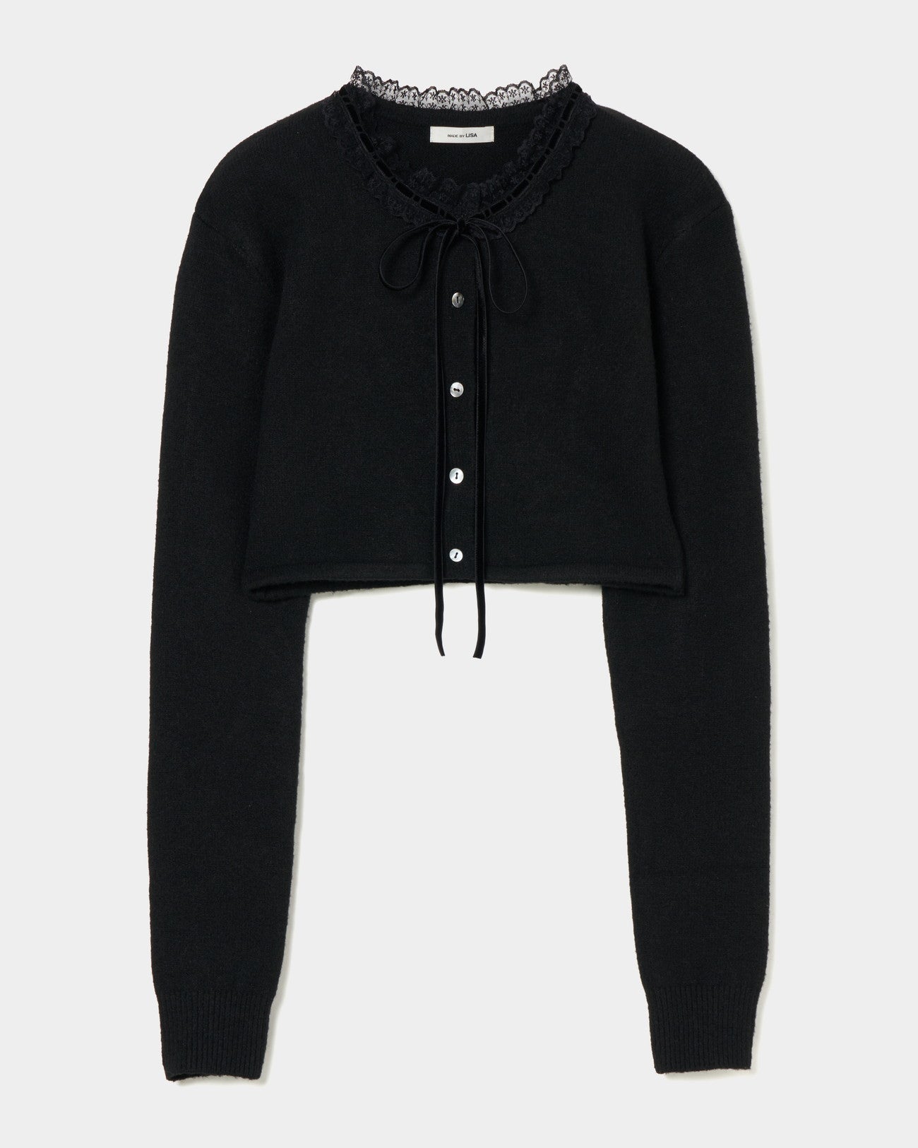 Crop Knit Cardigan black【Stock】