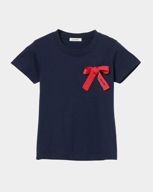 Ribbon Detail Baby Tee Navy 【Delivery in Jun 2025】