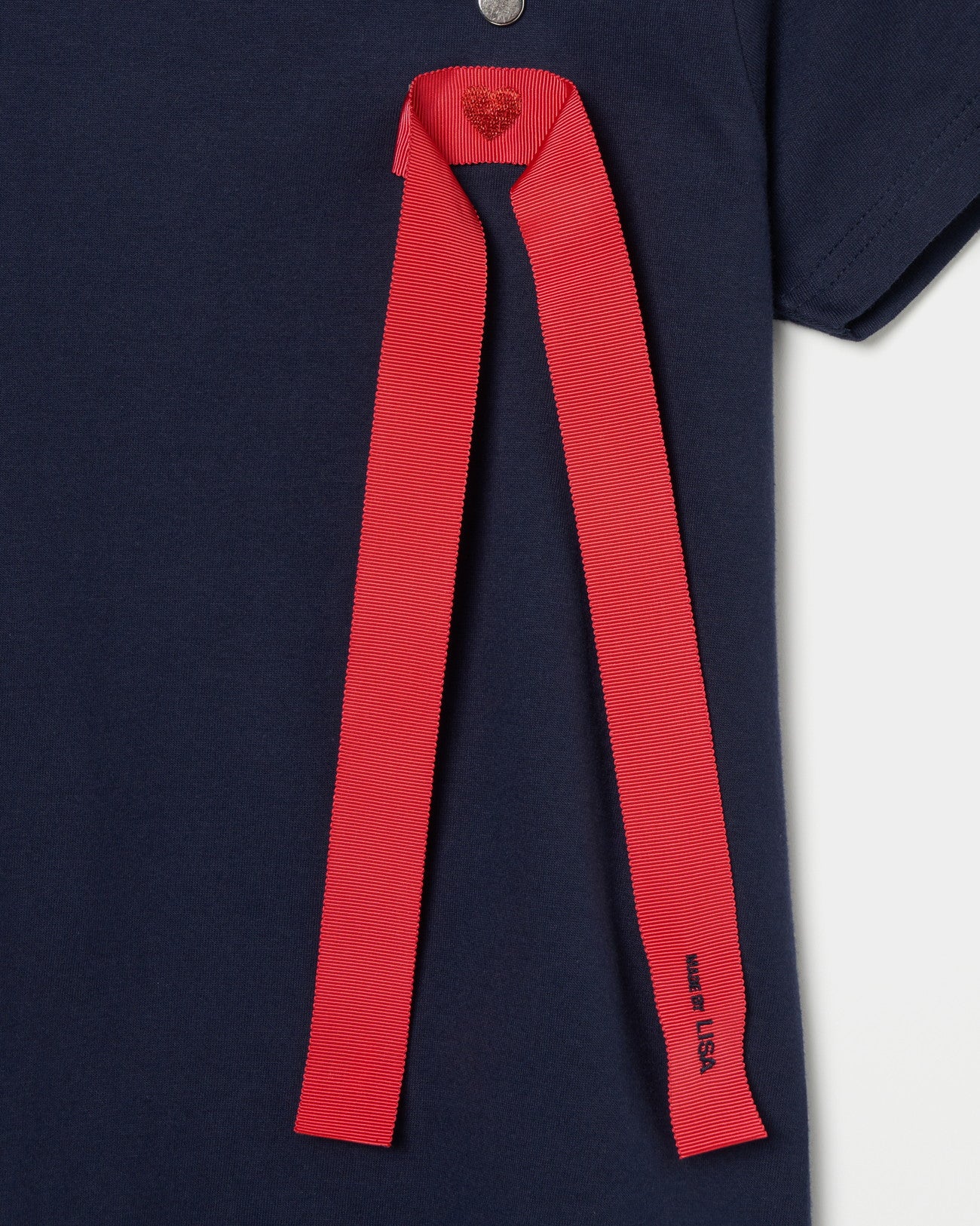 Ribbon Detail Baby Tee Navy 【Delivery in Jun 2025】