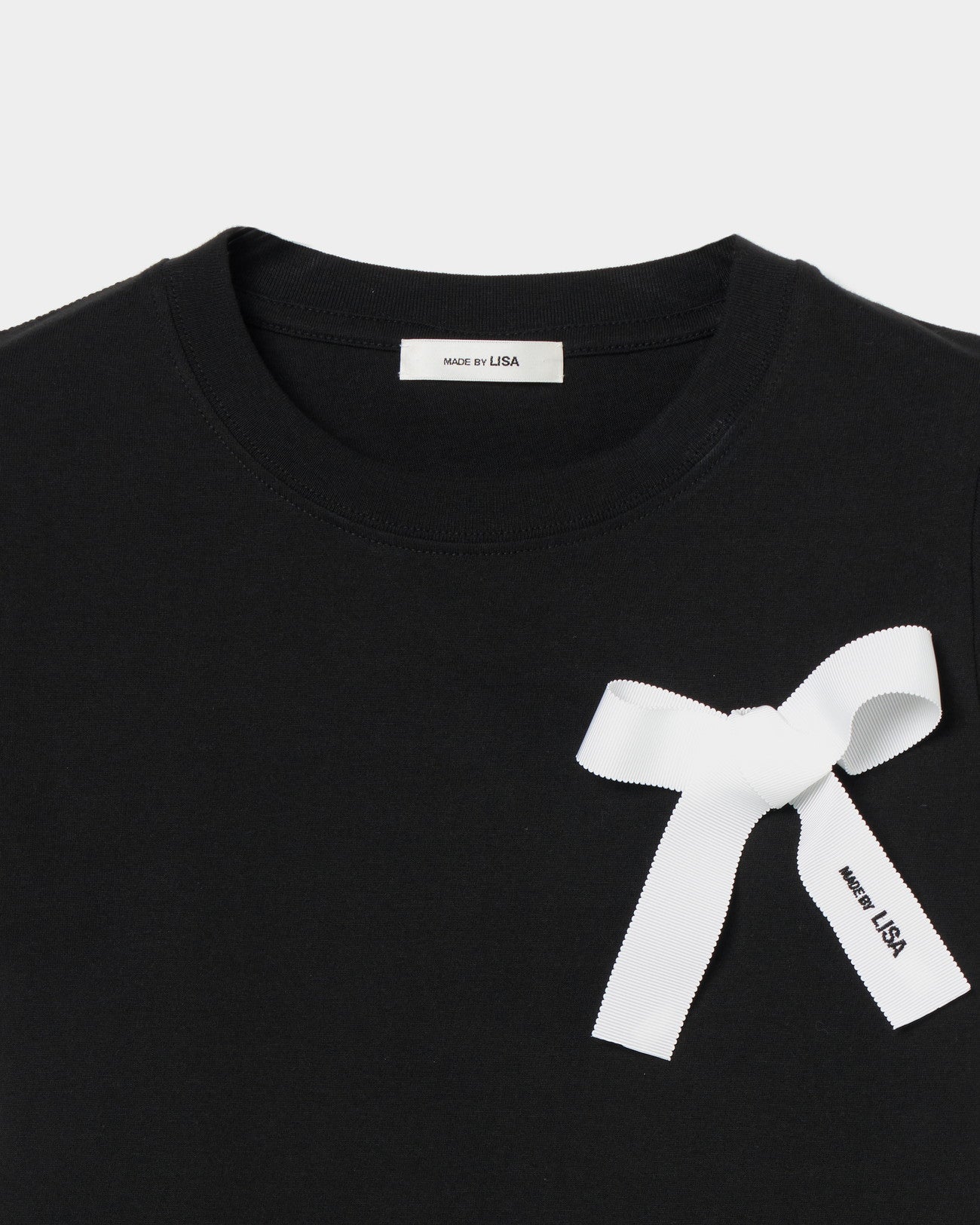 Ribbon Detail Baby Tee Black 【Delivery in Jun 2025】