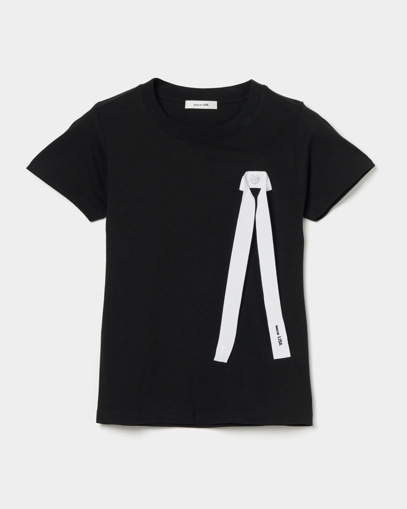 Ribbon Detail Baby Tee Black 【Delivery in Jun 2025】