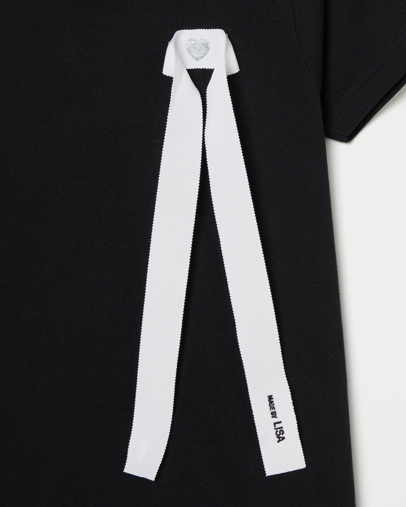 Ribbon Detail Baby Tee Black 【Delivery in Jun 2025】