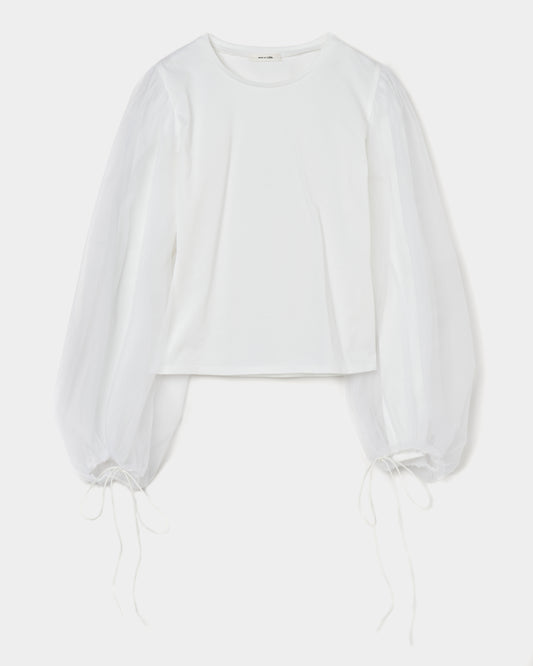Tulle Long Sleeve Top White【Delivery in Jun 2025】