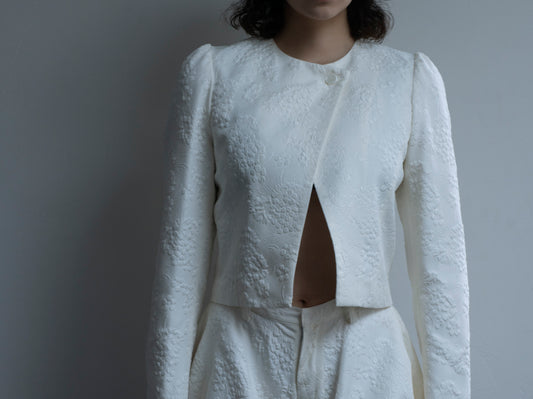 No Collar Cropped Jacket【Delivery in Jun 2025】