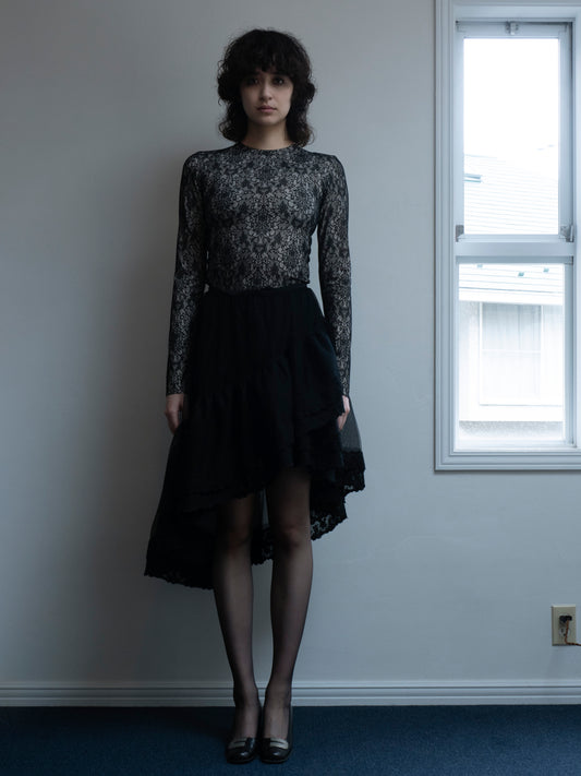 Tulle Midi Skirt Black【Delivery in Jun 2025】