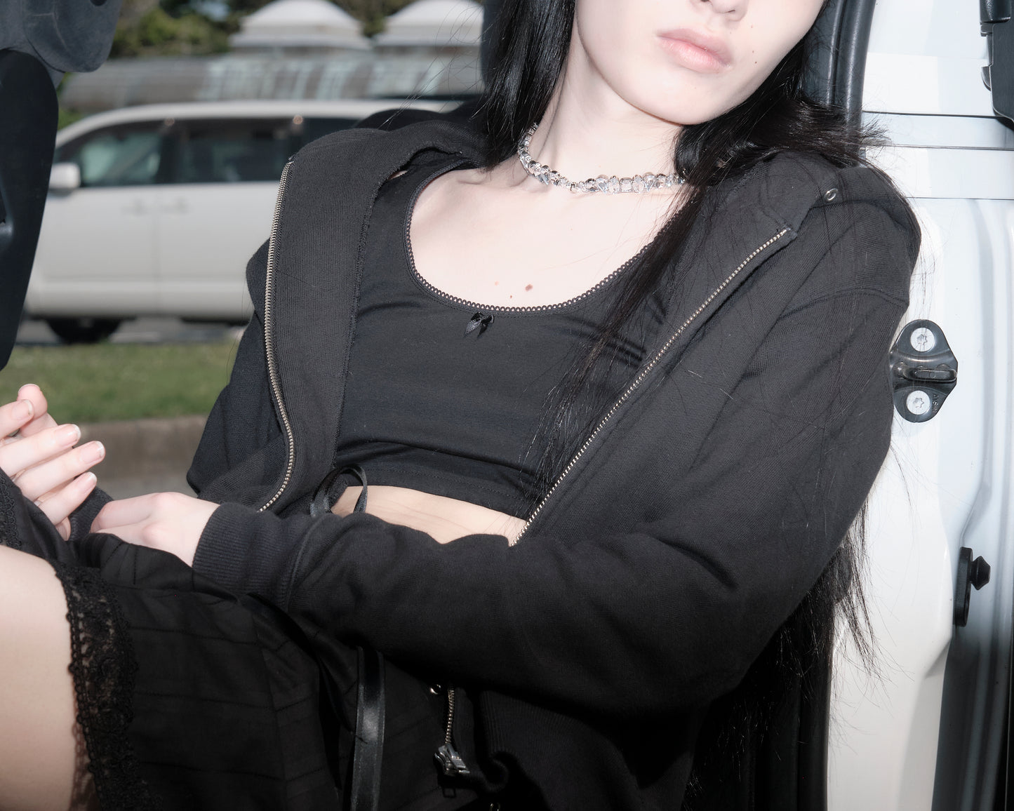 Cropped Tank Top black【Stock】