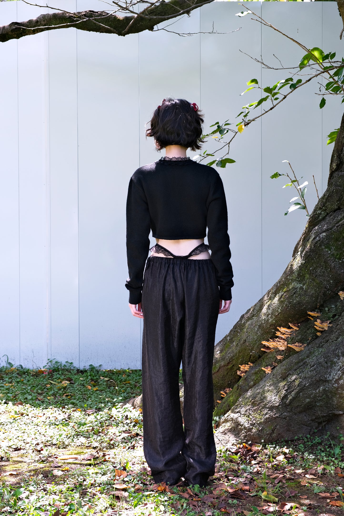 Crop Knit Cardigan black【Stock】