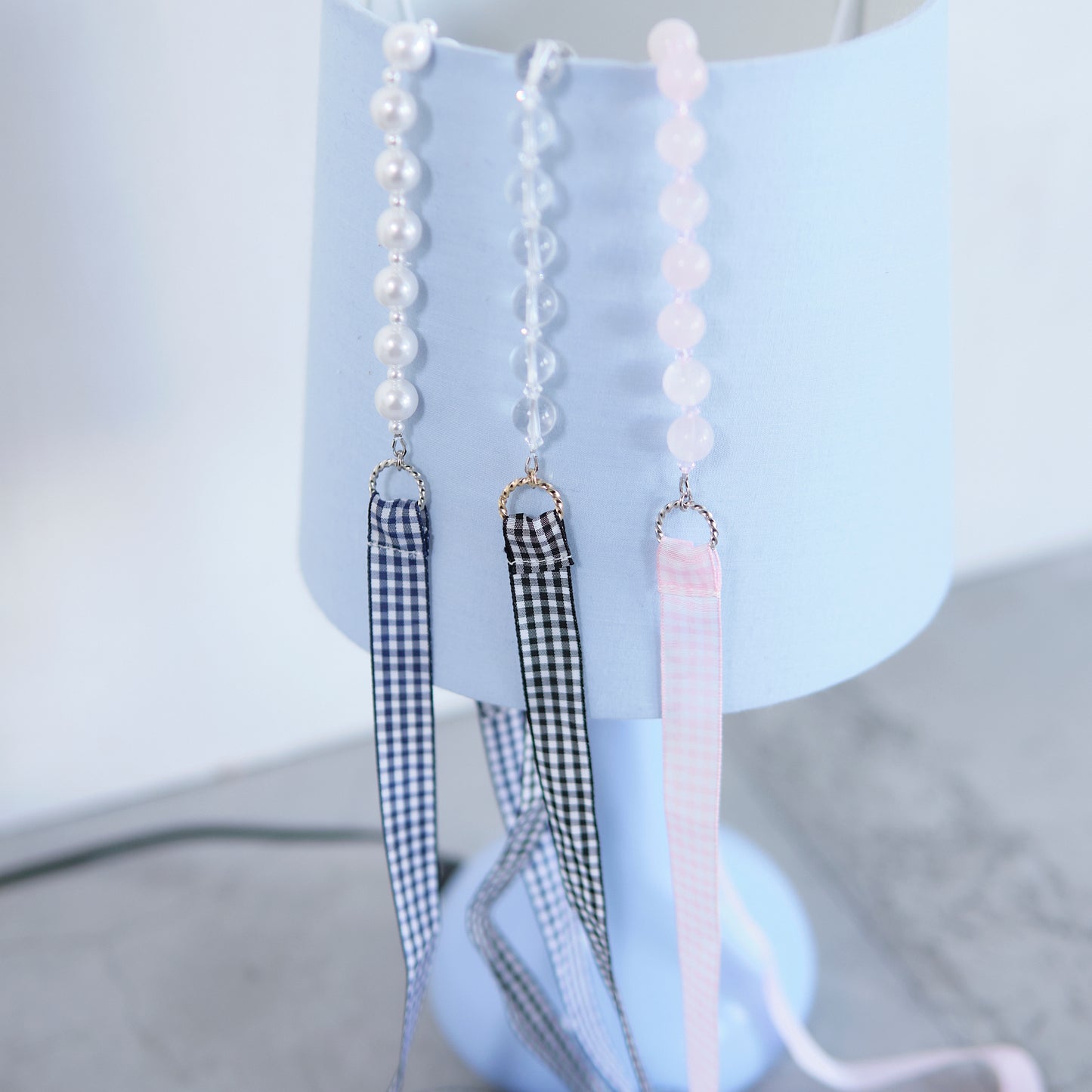 Rose Quartz-Baby Pink Ribbon Belt Necklace【Delivery in February 2025】