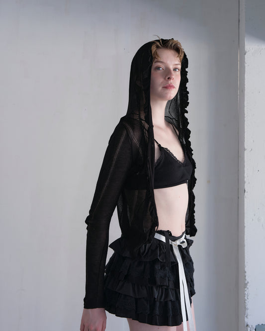 Pocketable Knit Cardigan black【Stock】