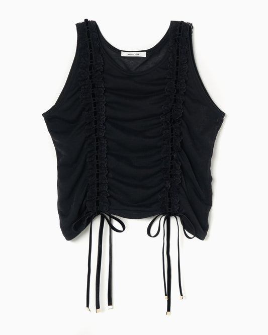 Shirring Tank Top black【Delivery in February 2025】