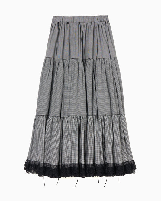 Long to Mini Tiered Skirt black check【Delivery in September 2024】