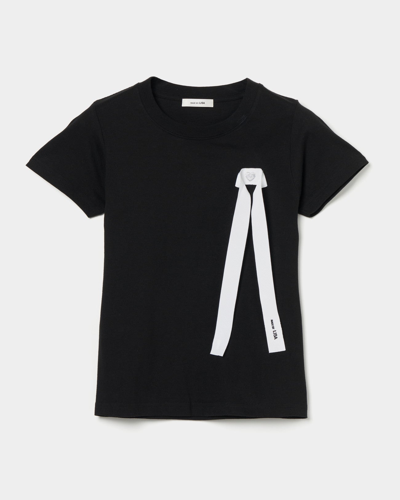 Ribbon Detail Baby Tee Black【Delivery in March 2025】